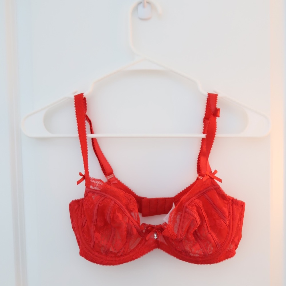 Red lace bra